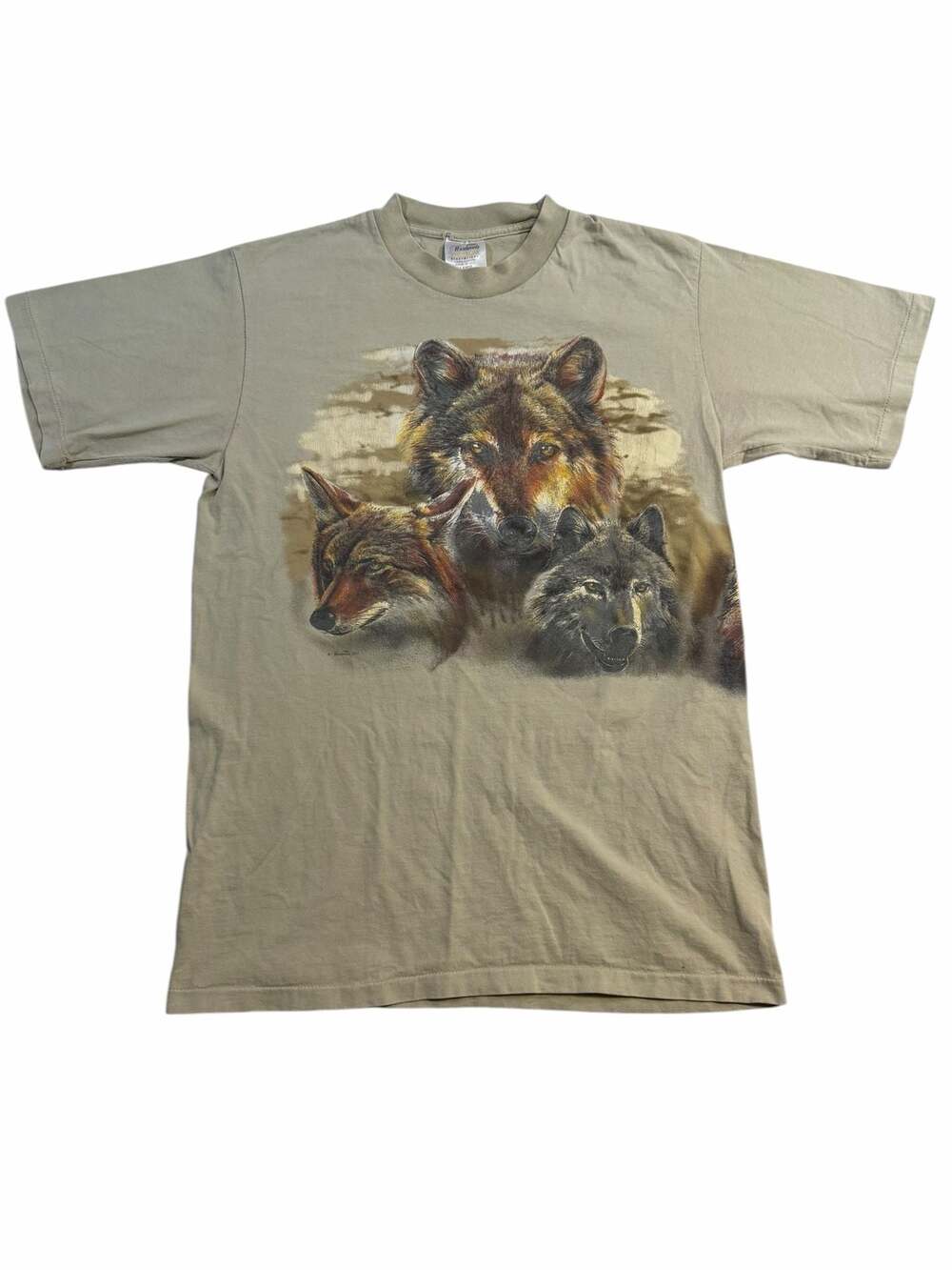 Vintage 1993 Wolf T Shirt Mens L USA Made Nature Wildlife Graphic Double Sided